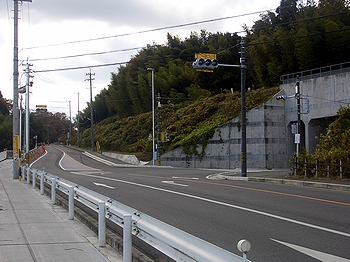 �����ɐݒu���ꂽ�M���@�i�܂������s���Ή����w�A�E�ɋȂ���΃o�C�p�X���H�j