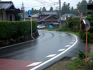 問題のカーブの箇所(東から西を見る)